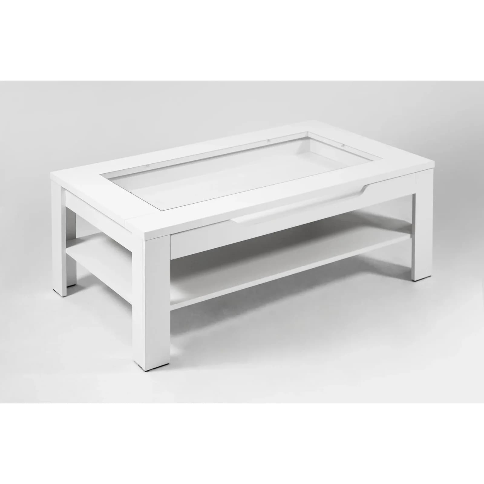 byLIVING Couchtisch Ralph Weiß mit Schubkasten und Glaseinsatz