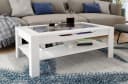 byLIVING Couchtisch Ralph Weiß mit Schubkasten und Glaseinsatz Bild 3