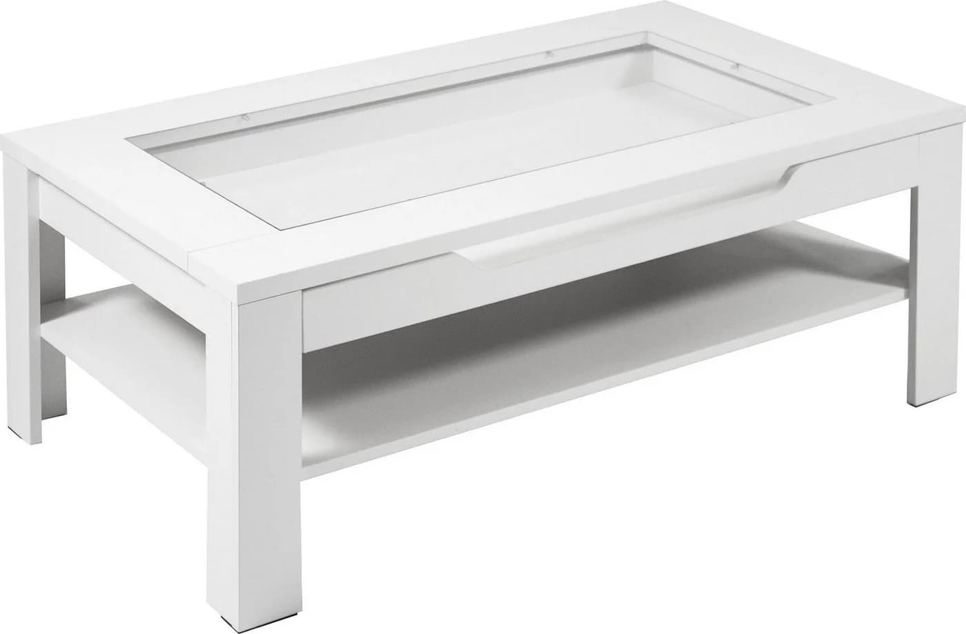 byLIVING Couchtisch Ralph Weiß mit Schubkasten und Glaseinsatz - Bild 5