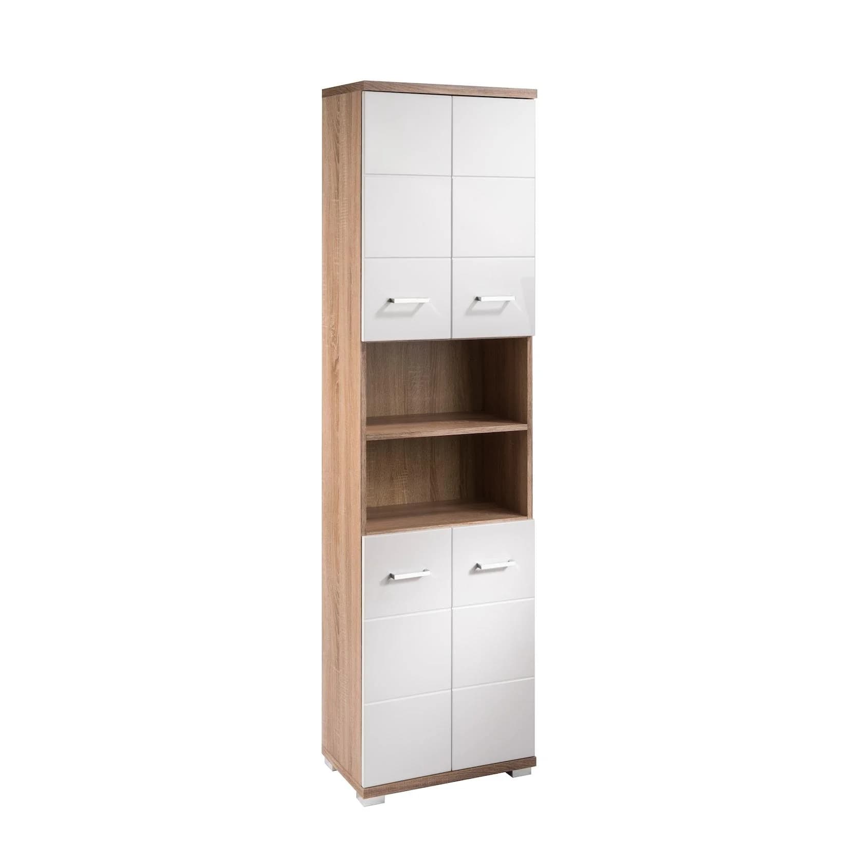 byLIVING Hochschrank Nebraska 50cm Weiß Hochglanz