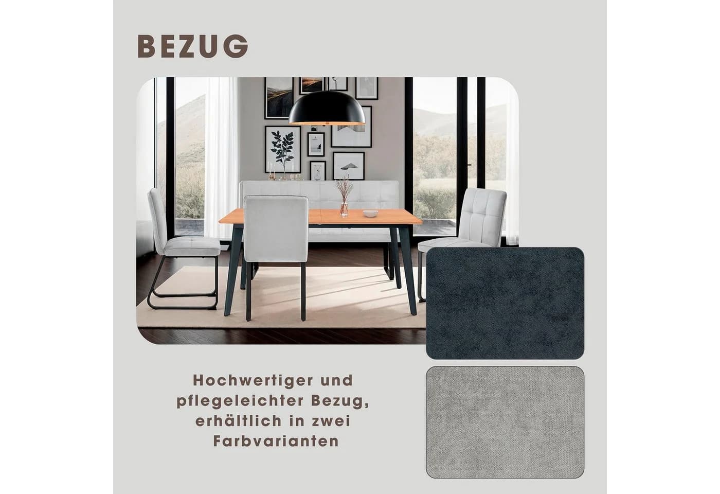BYLIVING Polsterbank Talea Grau Schwarz Metallgestell Gepolstert - Bild 4