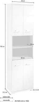 Hochschrank BYLIVING Nebraska weiß Hochglanz 4 Türen Bild 2