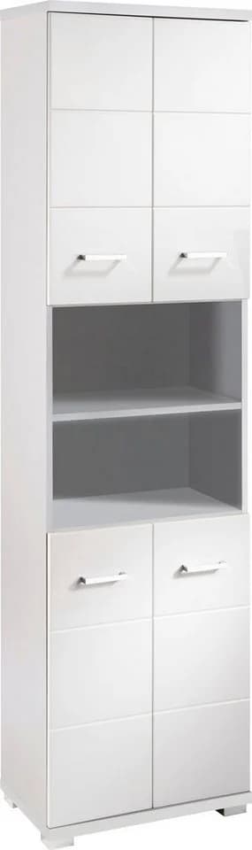 Hochschrank BYLIVING Nebraska weiß Hochglanz 4 Türen - Bild 3