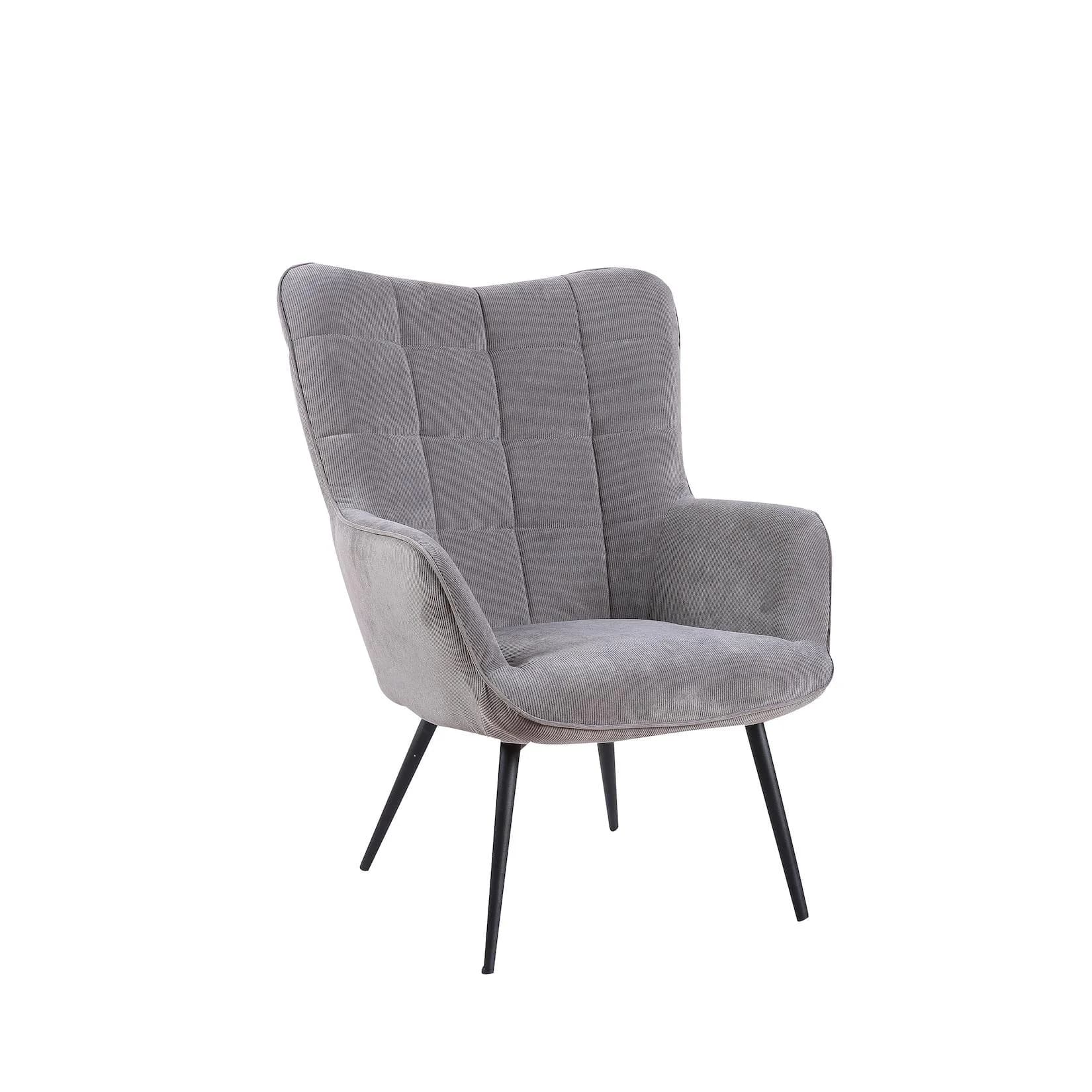 byLIVING Sessel UTA Grau Cord mit Metallgestell