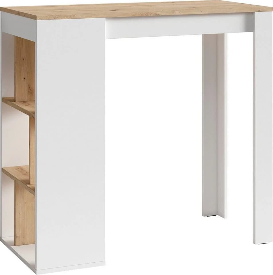 Bartisch BYLIVING Moby Weiß Eichefarbend 6 Regalfächer - Bild 4