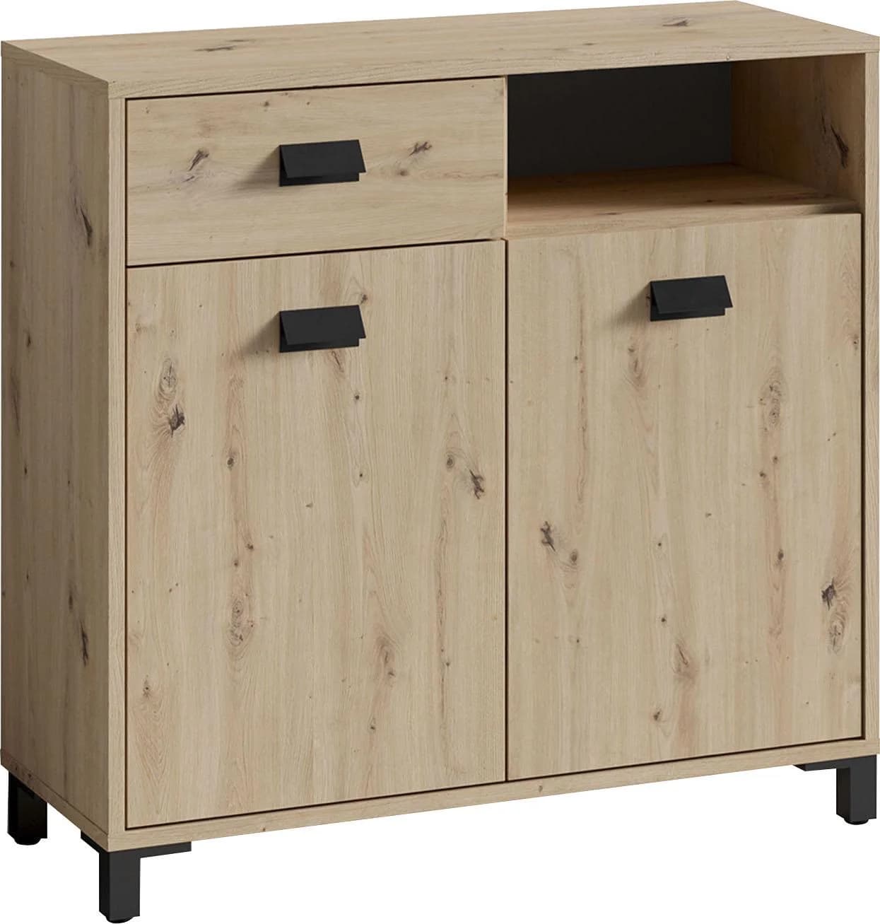 BYLIVING Badkommode Wellness Artisan Eiche Schwarz Metallgriffe - Bild 2