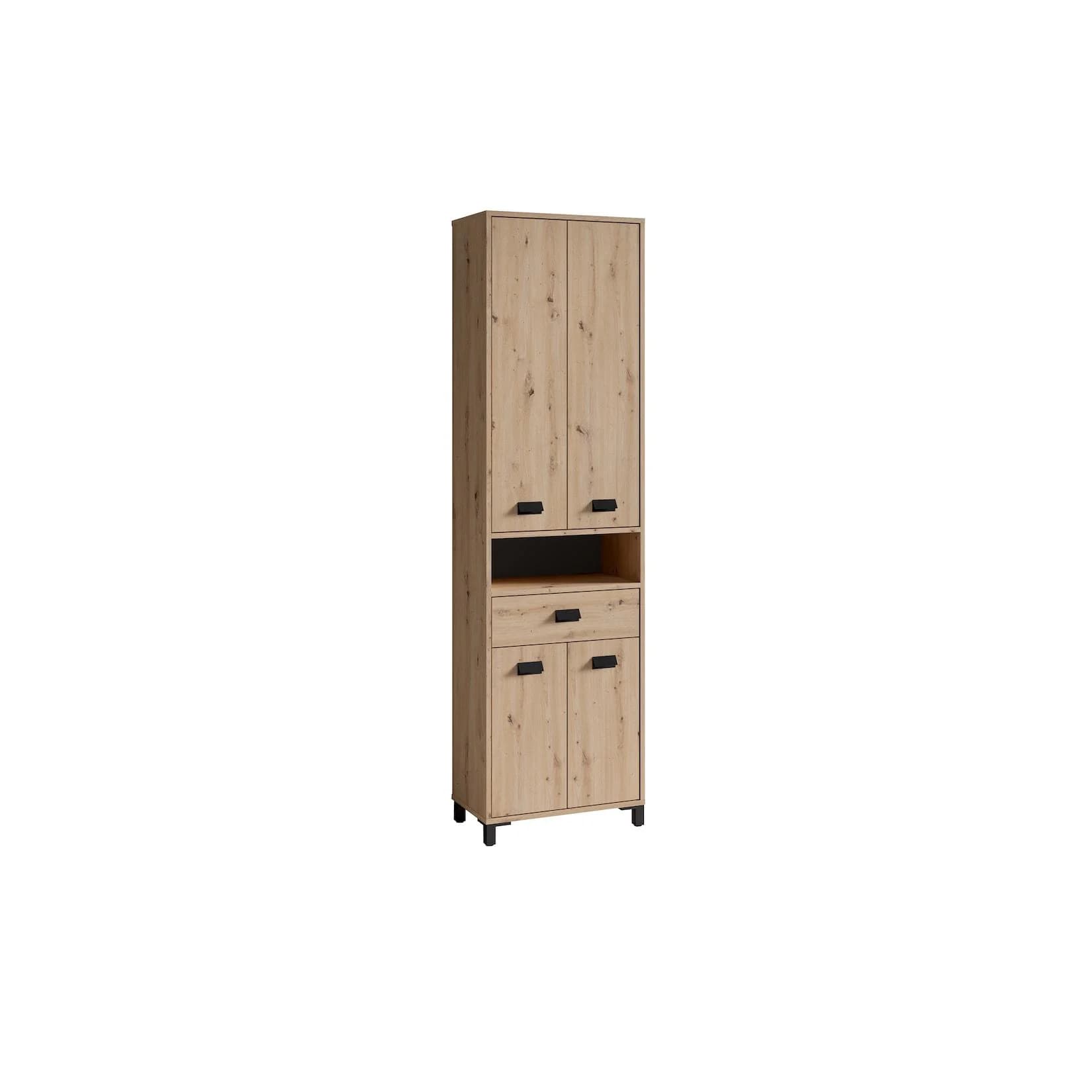byLIVING Hochschrank Wellness 4 Türen Eiche Schwarz