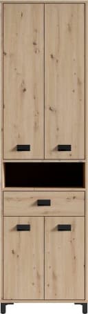 byLIVING Hochschrank Wellness 4 Türen Eiche Schwarz Bild 4