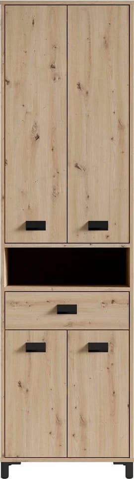 byLIVING Hochschrank Wellness 4 Türen Eiche Schwarz - Bild 4