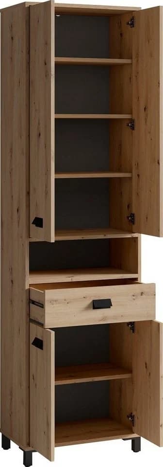 byLIVING Hochschrank Wellness 4 Türen Eiche Schwarz - Bild 5