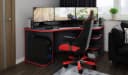 byLIVING Gamingtisch Thanatos Eckschreibtisch Anthrazit Rot Modern Bild 2