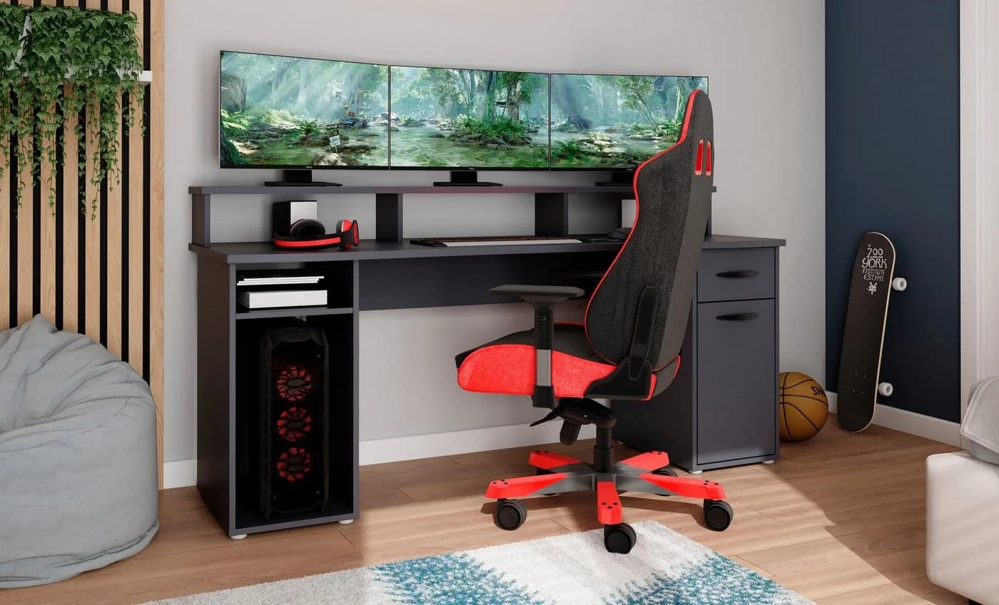 byLIVING Gamingtisch Fantastic Grau mit Aufsatz - Bild 4
