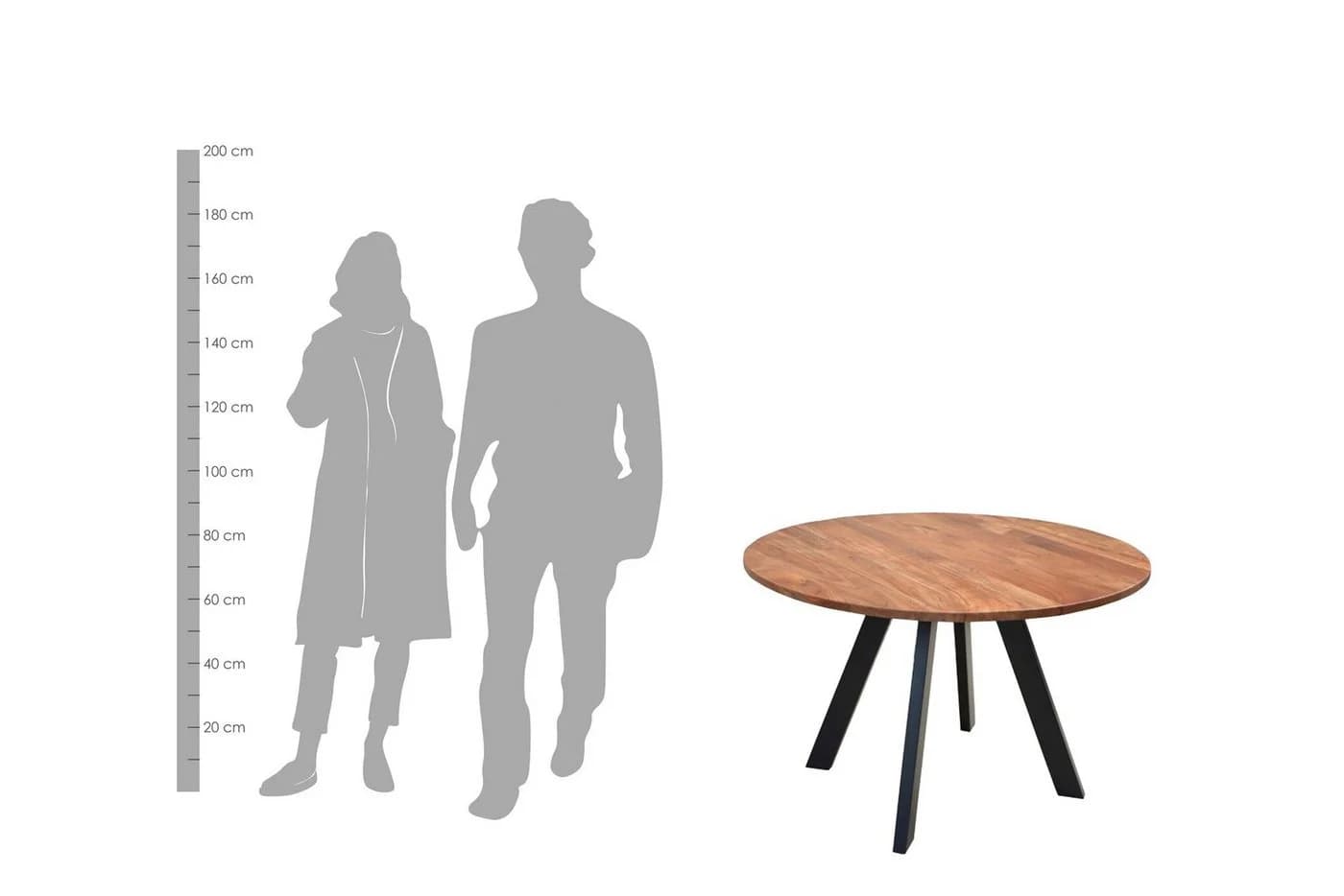 BYLIVING Esstisch Tara 120cm Rundtisch Akazie Natur/Schwarz - Bild 5