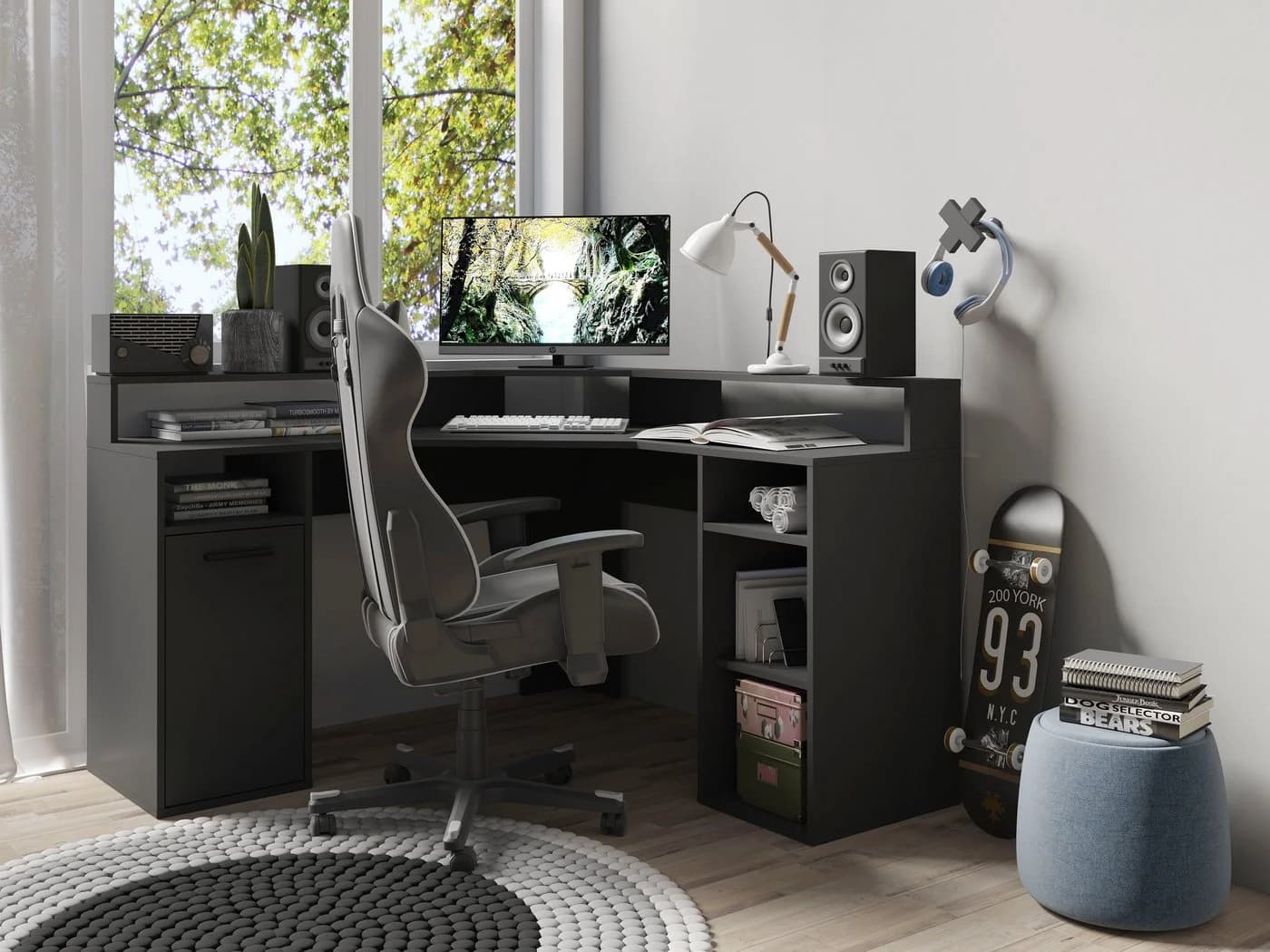 byLIVING Gamingtisch Fox Eck-Schreibtisch Anthrazit Modern - Bild 2