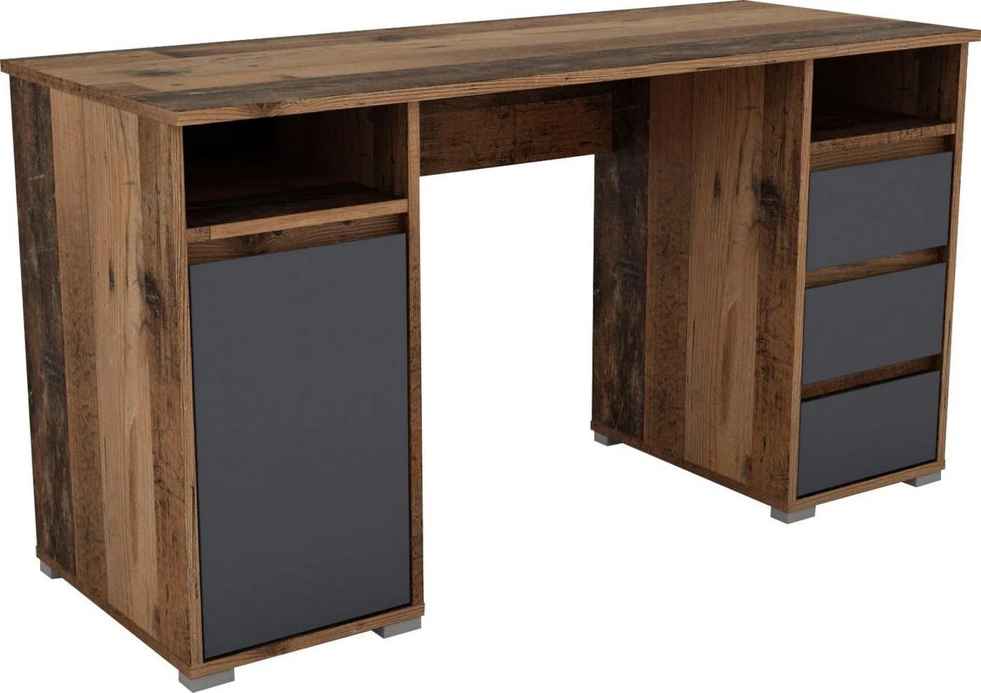 byLIVING Schreibtisch Lobo Old Wood Anthrazit mit Schubladen - Bild 2
