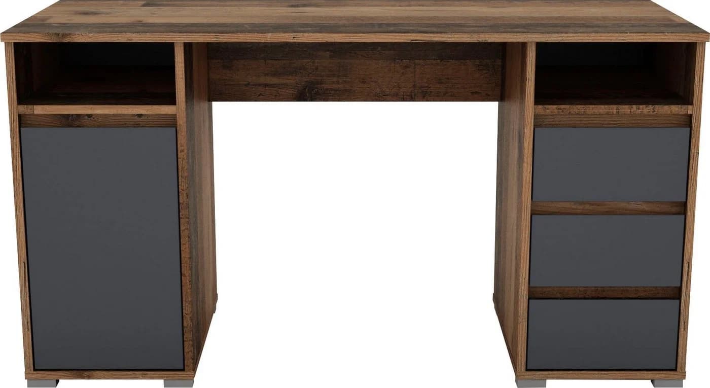 byLIVING Schreibtisch Lobo Old Wood Anthrazit mit Schubladen - Bild 4