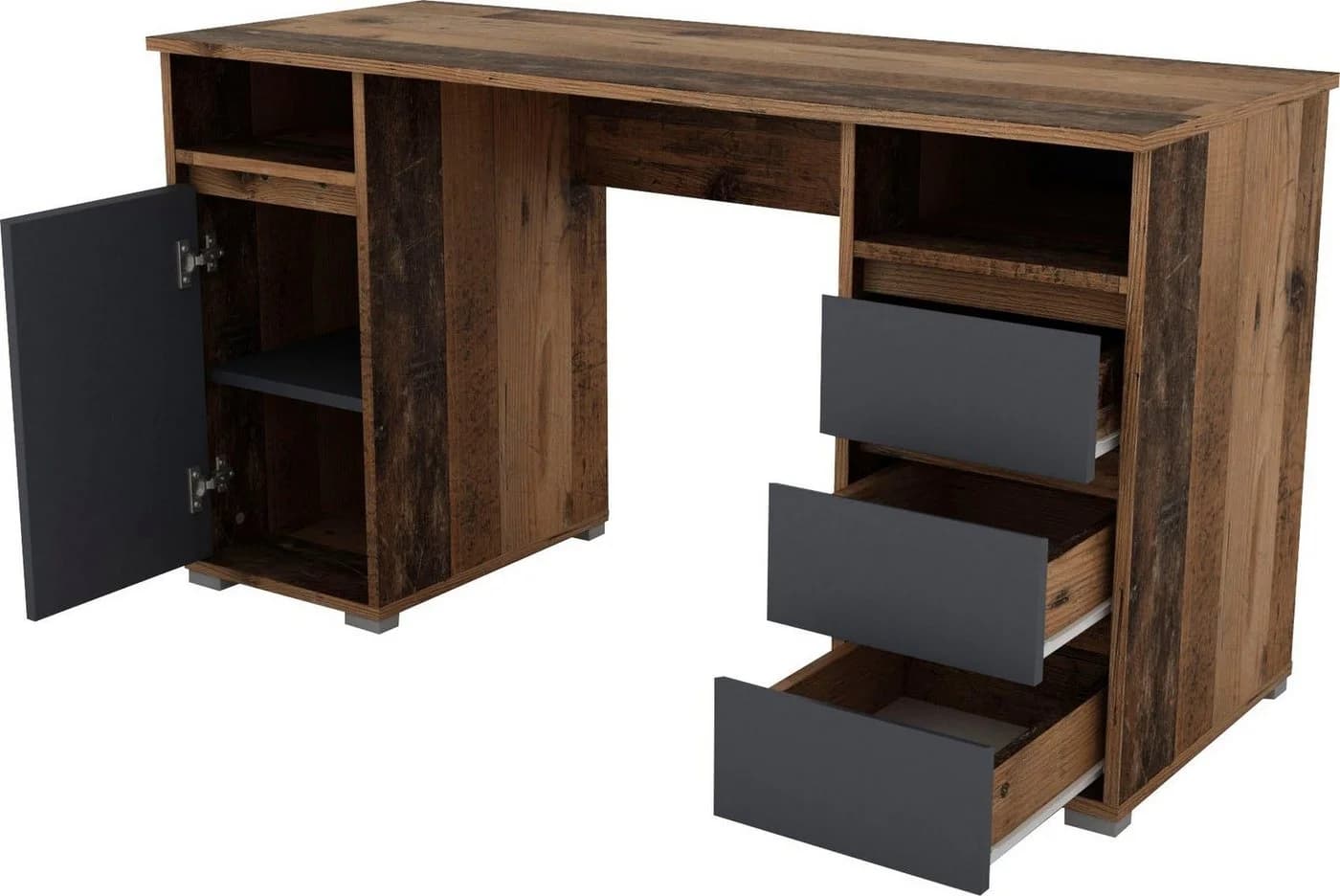 byLIVING Schreibtisch Lobo Old Wood Anthrazit mit Schubladen - Bild 5