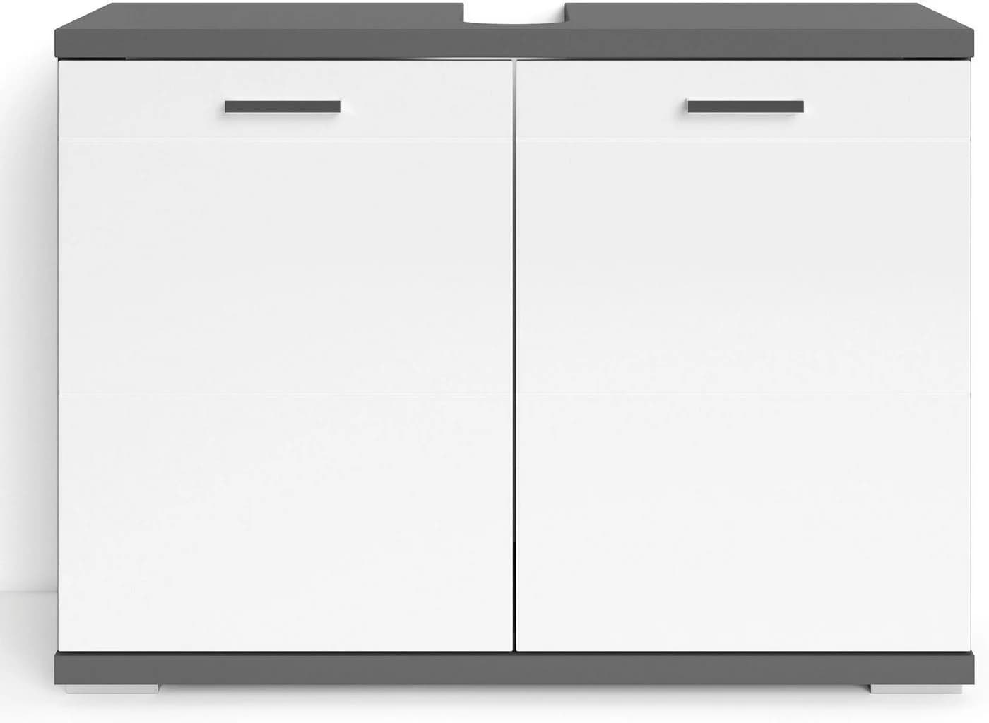 byLIVING Waschbeckenunterschrank Nebraska 80cm Anthrazit/Weiß Hochglanz - Bild 4