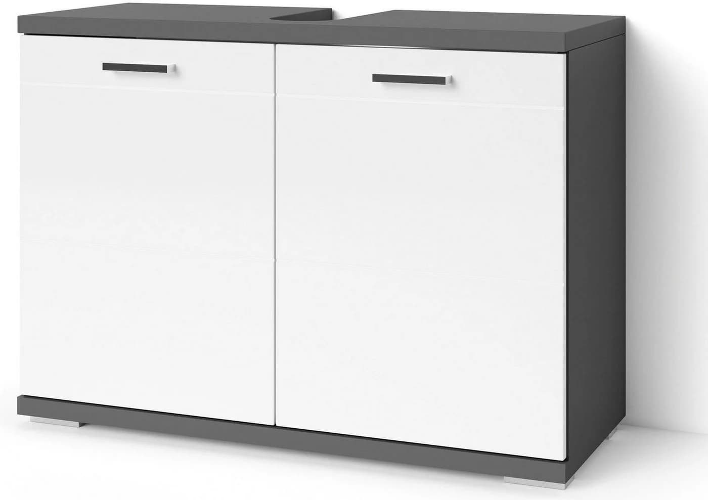 byLIVING Waschbeckenunterschrank Nebraska 80cm Anthrazit/Weiß Hochglanz - Bild 5