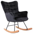 byLIVING Schaukelstuhl RICHIE Samtbezug Schwarz Buche Natur Bild 2