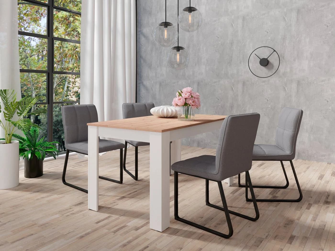 byLIVING Esstisch Nori Weiß Eiche-Optik Modern - Bild 4