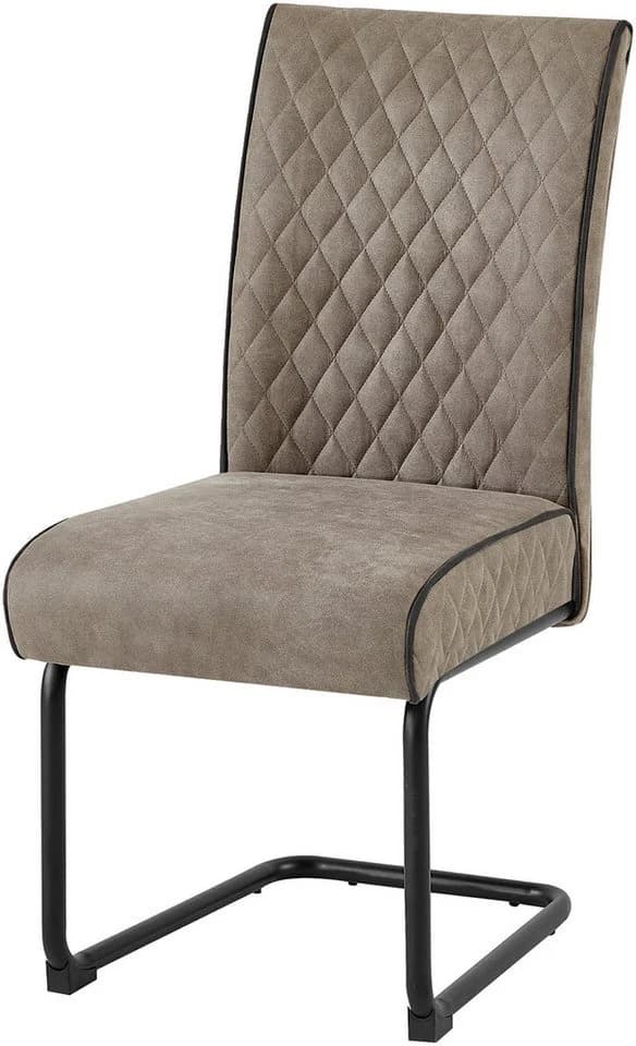byLIVING Freischwinger MARIA-XXL 2er-Set Taupe Schwarz Metall - Bild 4
