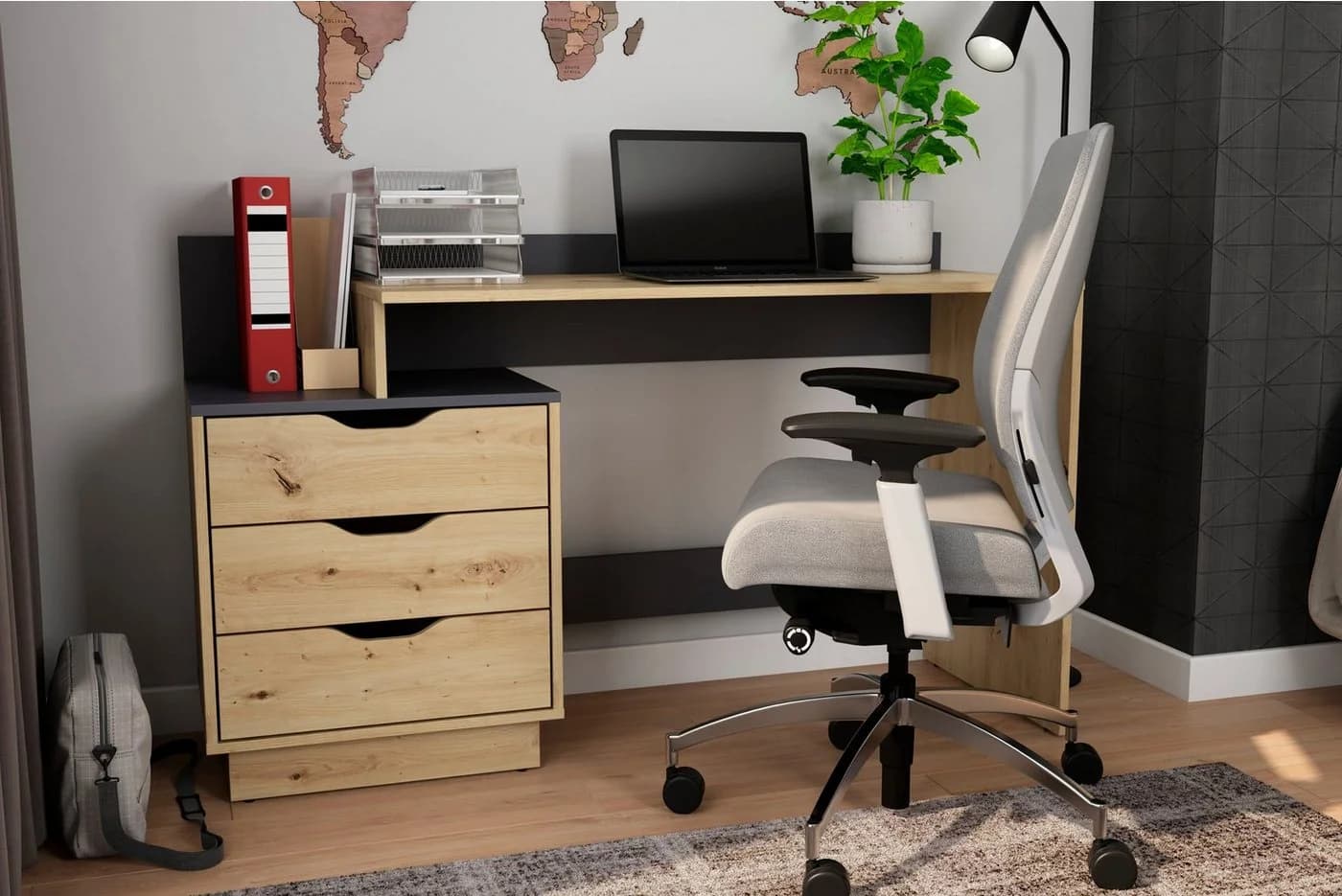 byLiving Schreibtisch Bern Modern Artisan Eiche Anthrazit - Bild 2