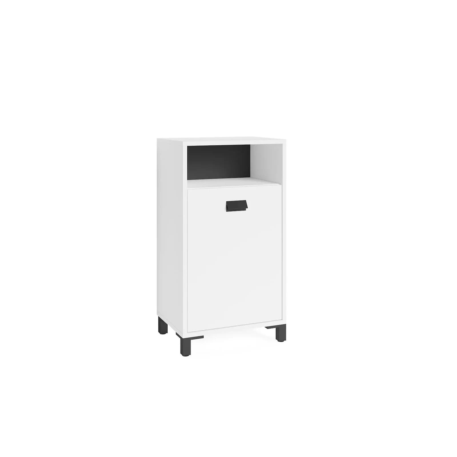 byLIVING Midischrank Wellness Weiß Schwarz Metallgriffe