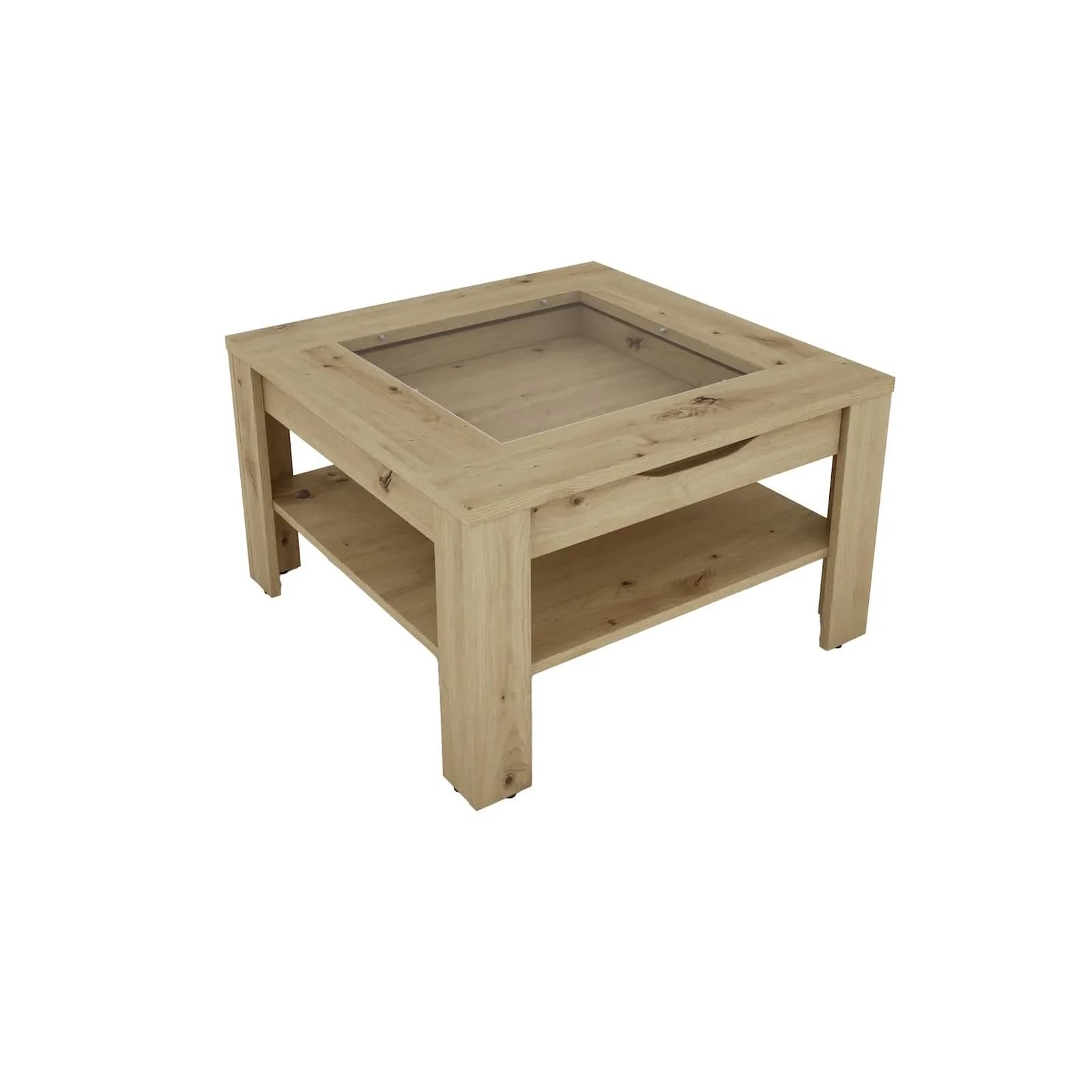 byLIVING Couchtisch RALPH 67 cm Artisan Eiche Glaseinsatz