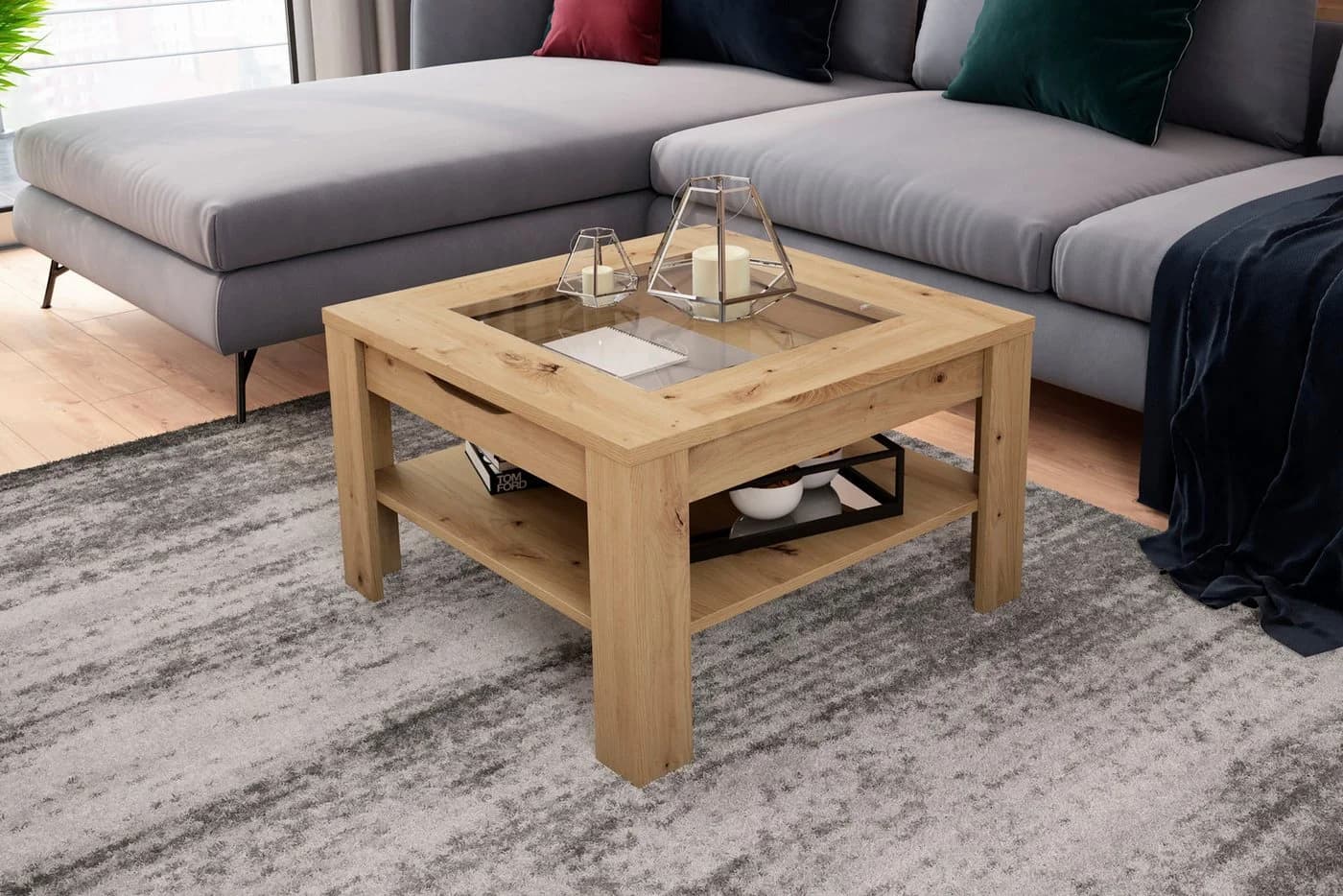 byLIVING Couchtisch RALPH 67 cm Artisan Eiche Glaseinsatz - Bild 2