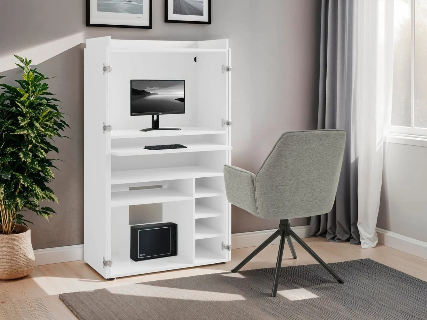 byLIVING Sekretär Janne Weiß Modern mit Ausziehtischplatte - Bild 2