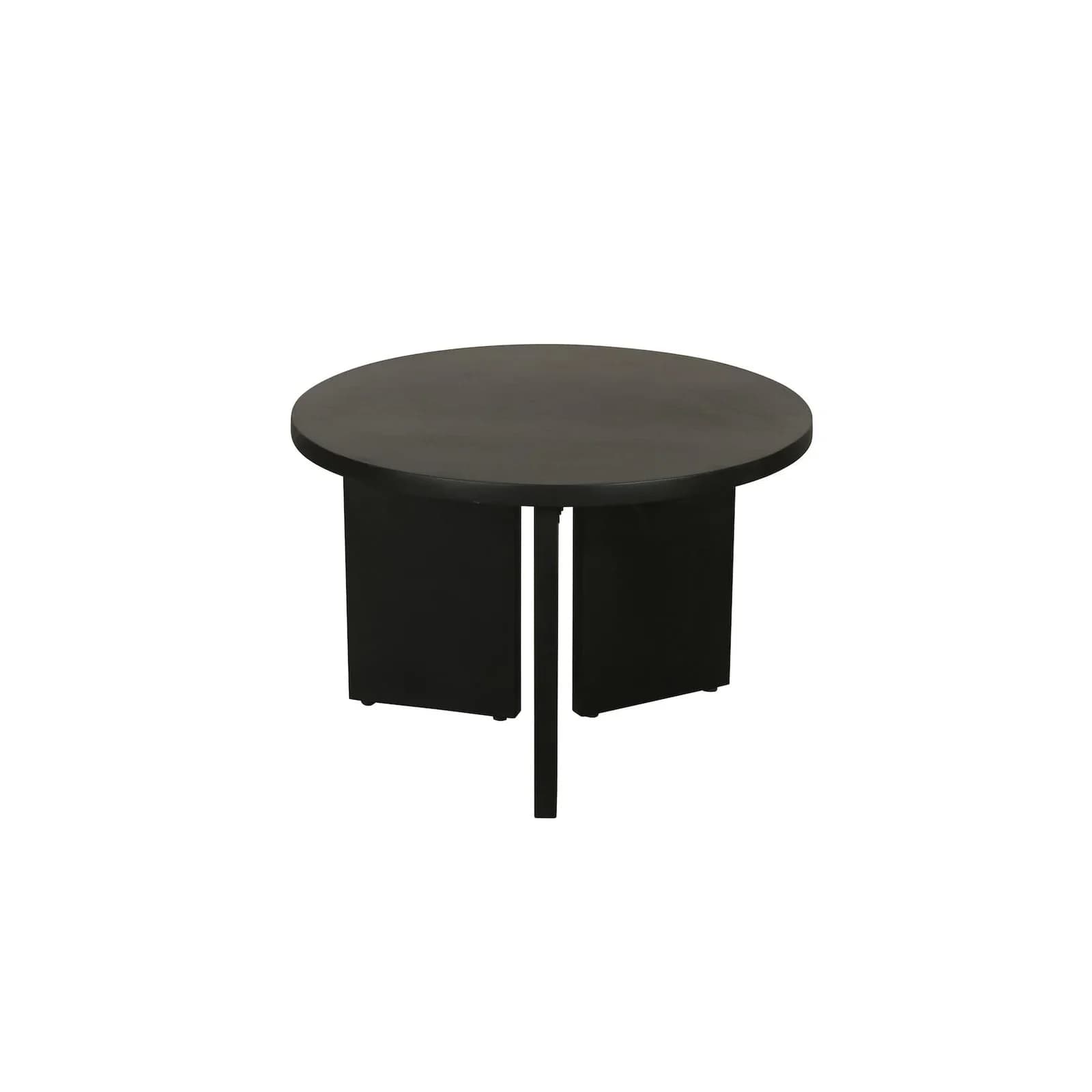 BYLIVING Couchtisch Round Schwarz Massivholz Akazie