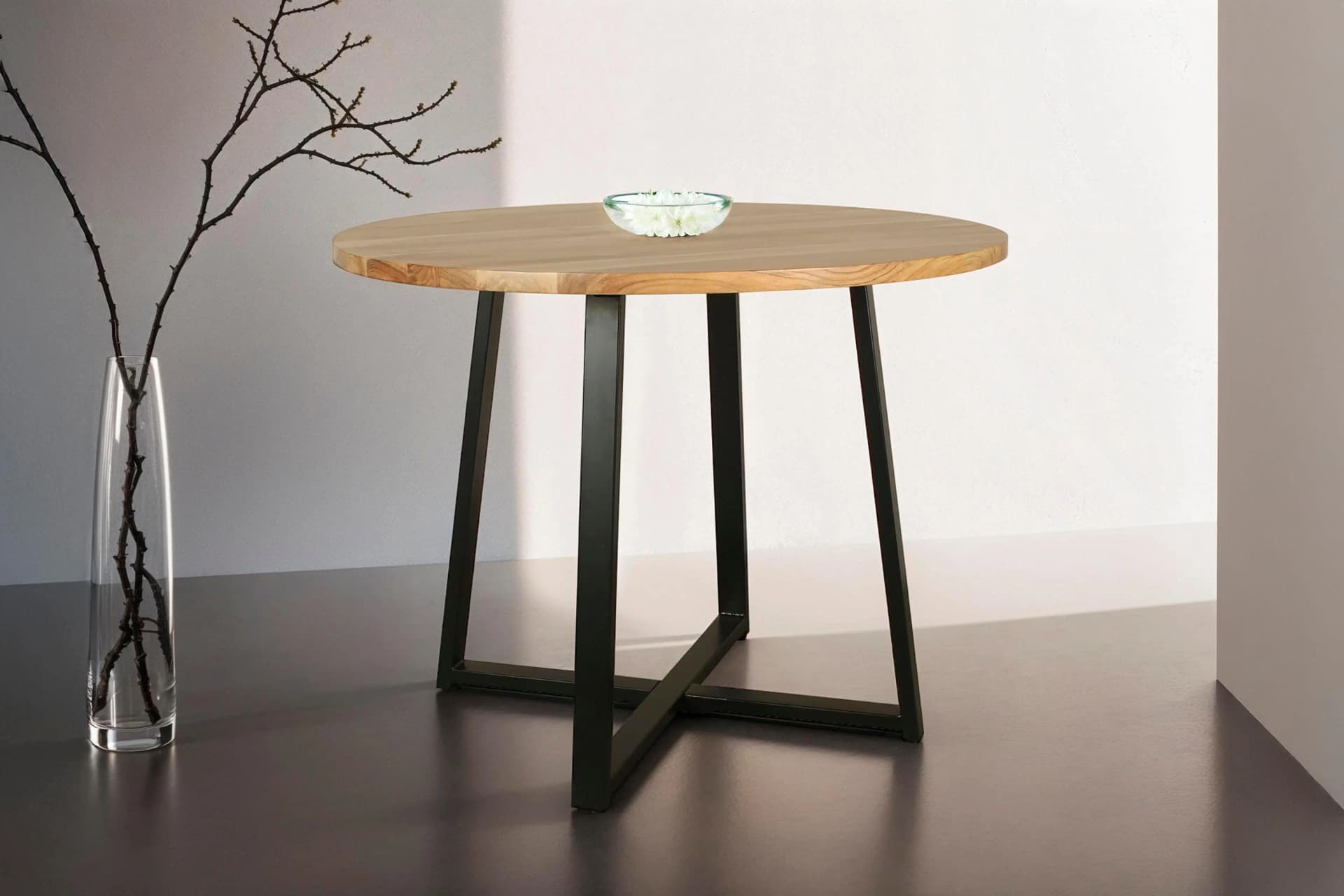 byLiving Esstisch Arrow Rund Massivholz Akazie Natur Schwarz - Bild 3