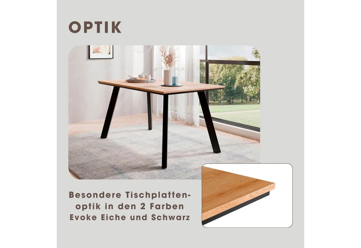 OTTO HOME Esstisch Genf Schwarz Eiche Holzwerkstoff 4-Fuß-Gestell - Bild 3