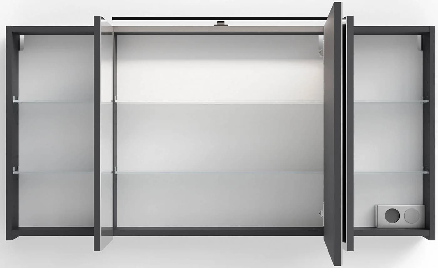 byLIVING Spiegelschrank Serie Spree 120 cm Anthrazit LED Beleuchtung - Bild 5