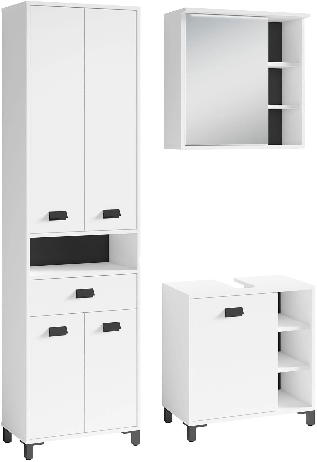 Badmöbel-Set BYLIVING Wellness Weiß LED-Beleuchtung
