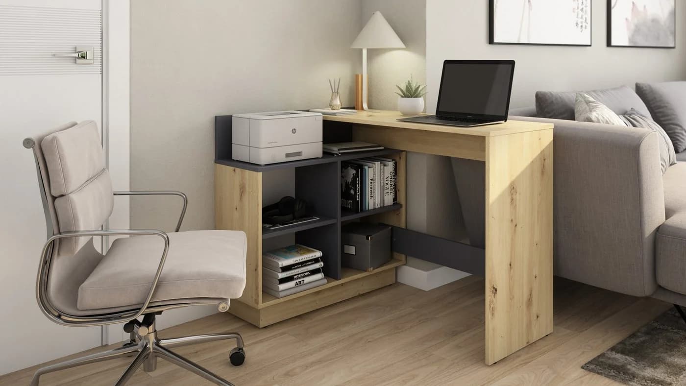 Eckschreibtisch BYLIVING Bern Artisan Eiche Graphit - Bild 4