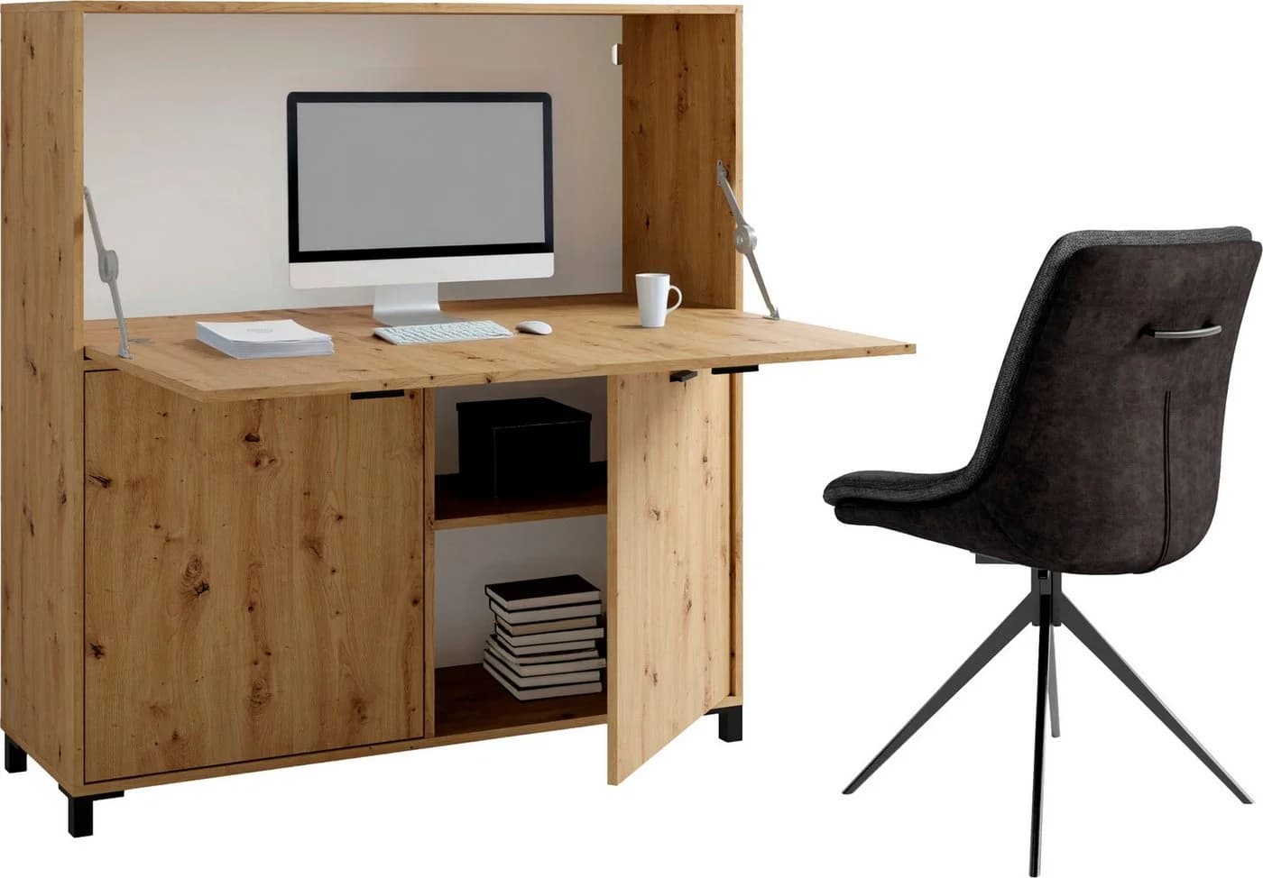 BYLIVING Montana Sekretär Braun Matt Klappbar - Bild 2