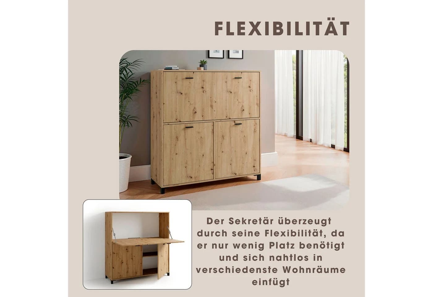 BYLIVING Montana Sekretär Braun Matt Klappbar - Bild 3