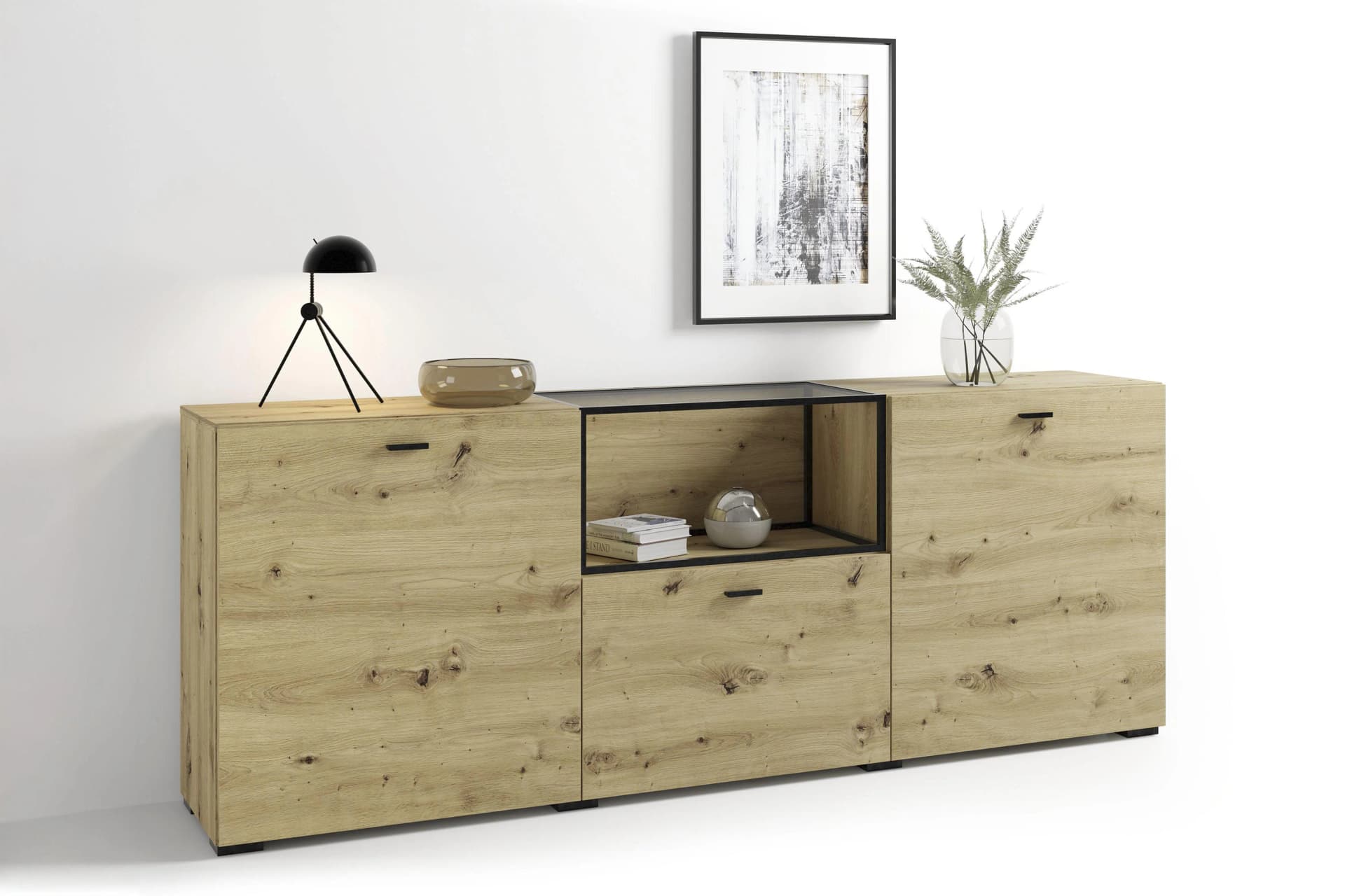 Sideboard BYLIVING Frame Artisan Eiche 200 cm