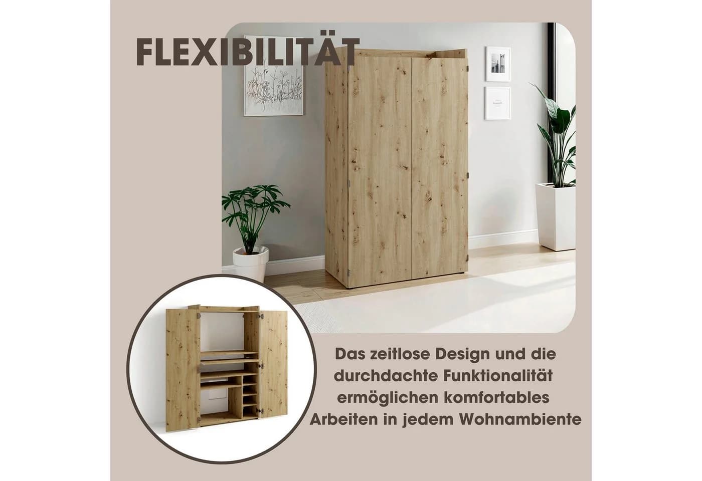 Sekretär BYLIVING Janne Artisan Eiche mit ausziehbarer Tischplatte - Bild 3
