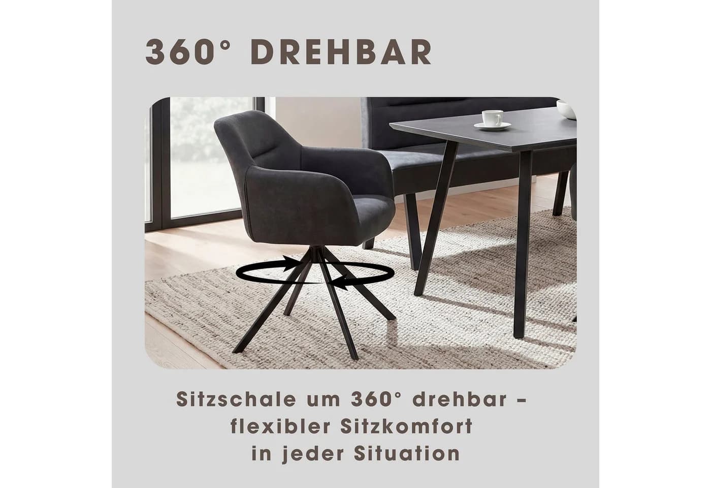 byLIVING Esszimmerstuhl MONTREAL Grau 360° drehbar - Bild 3