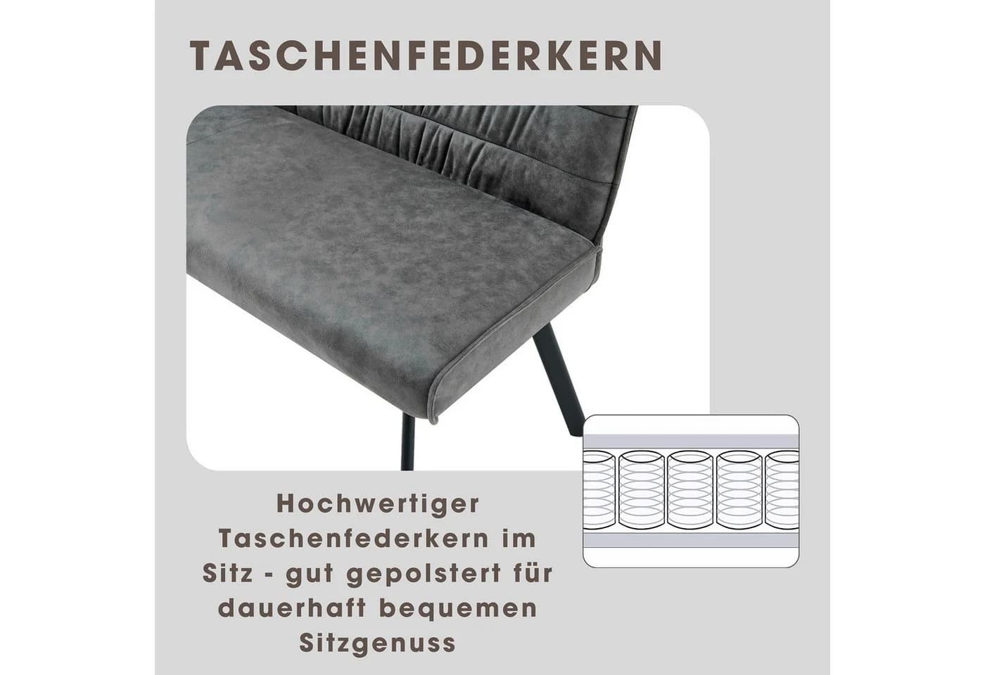 BYLIVING Sitzbank ROBBIE anthrazit/schwarz Stahl Microfaser - Bild 4