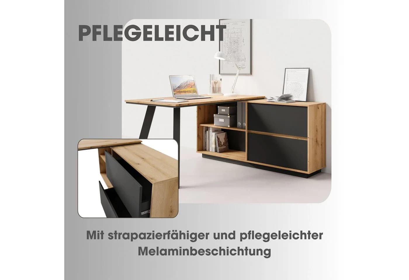 byLIVING Schreibtisch TALOS Eckschreibtisch L-Form Eiche Braun - Bild 4
