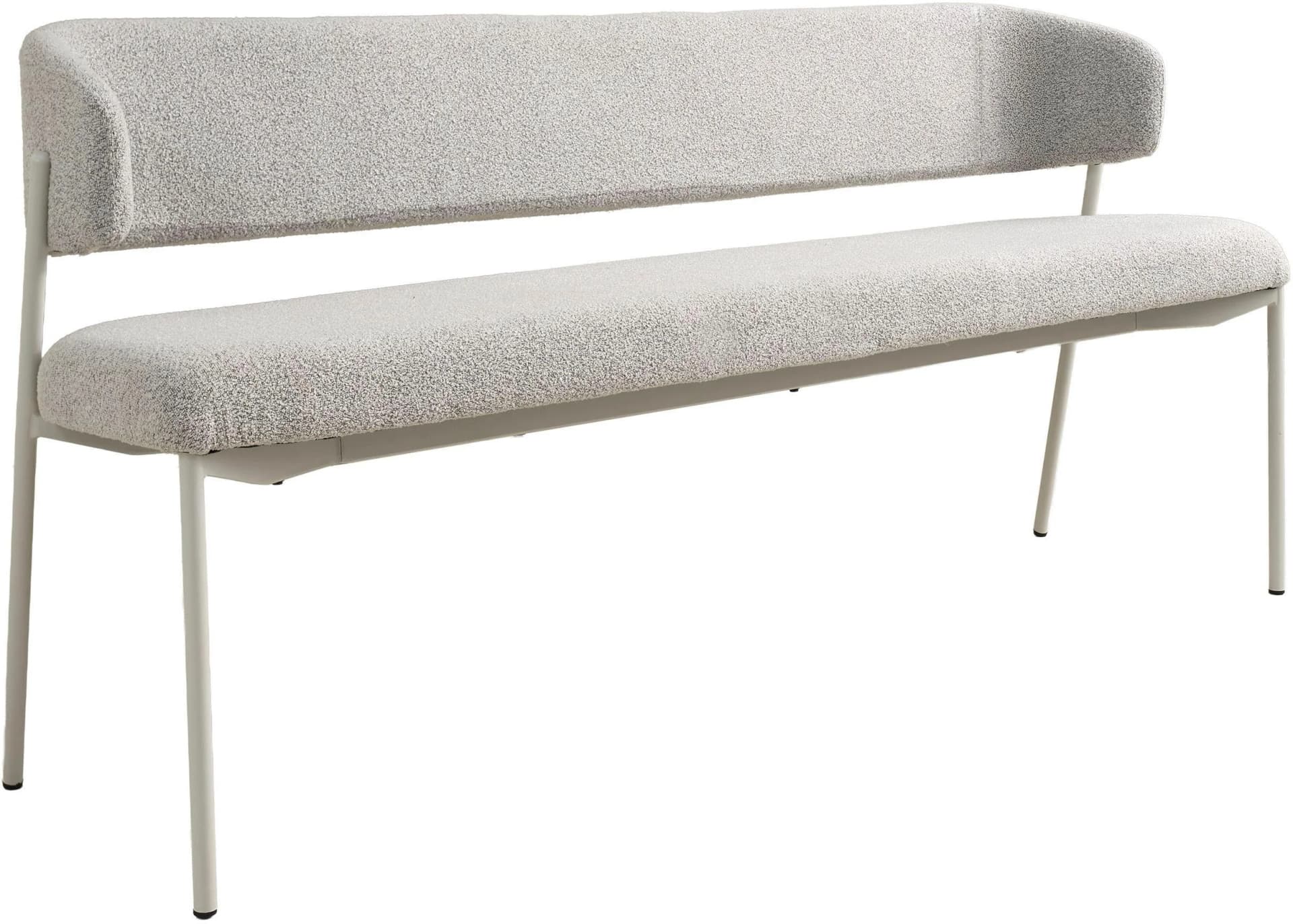 Sitzbank Oslo 160 cm oder 200 cm Greige Seidengrau Bouclé Bezug Metallgestell