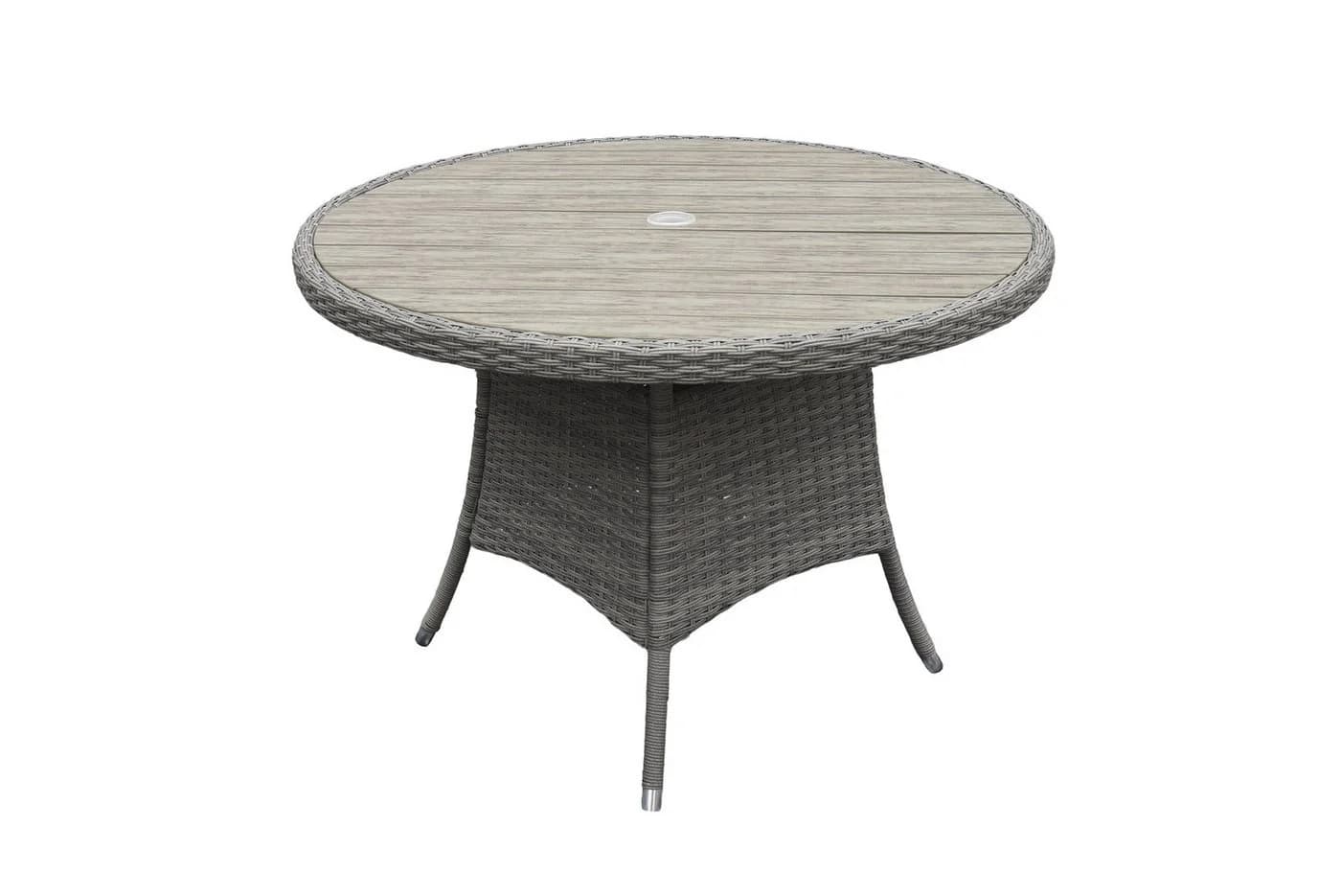 byLIVING Gartentisch DURBAN rund Polywood Polyrattan grau/natur - Bild 2