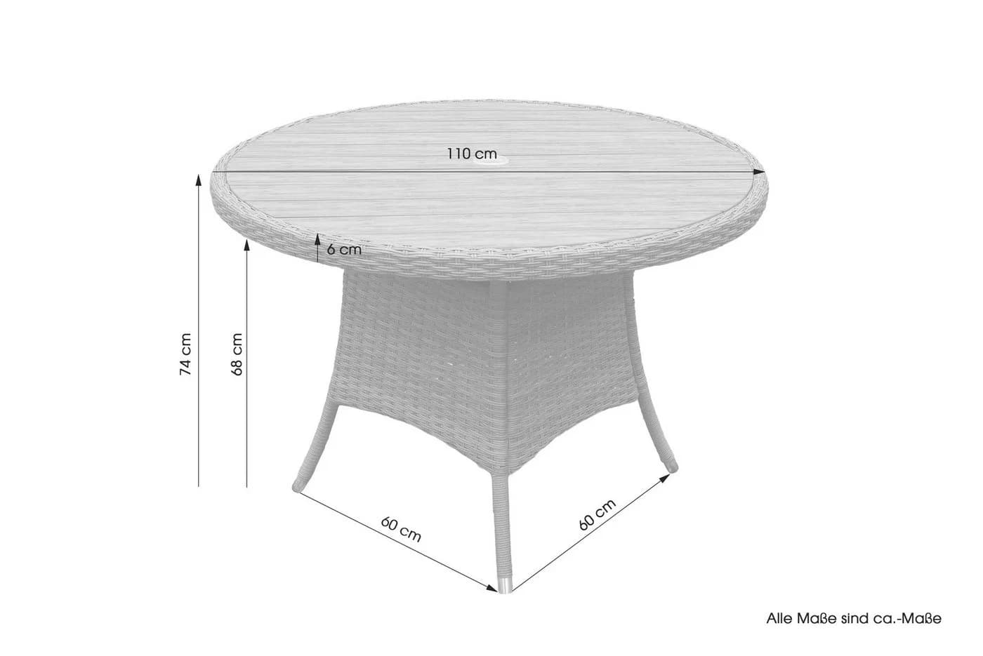 byLIVING Gartentisch DURBAN rund Polywood Polyrattan grau/natur - Bild 3