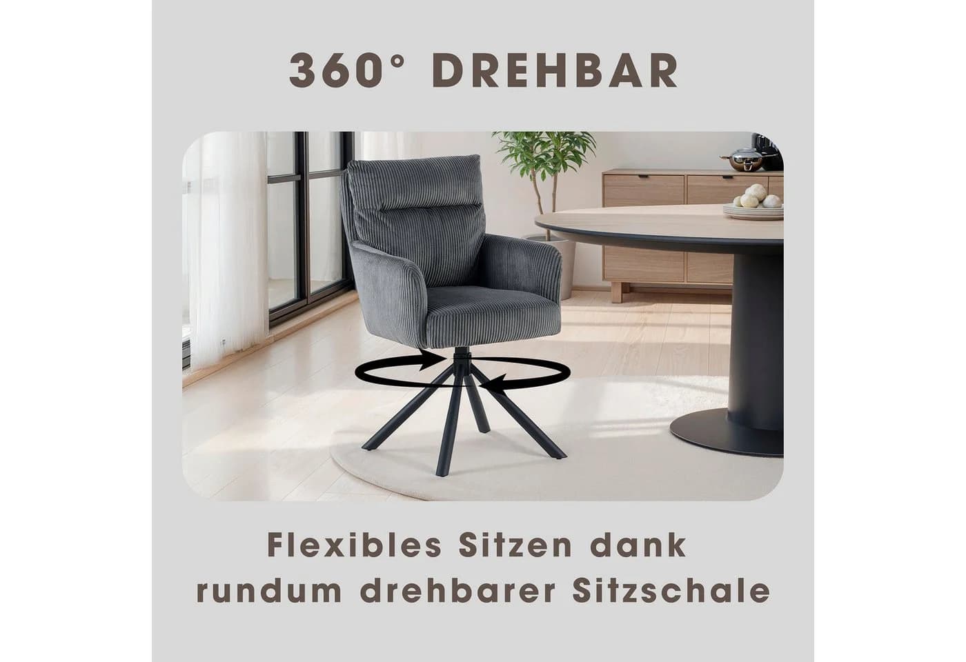 OTTO HOME Esszimmerstuhl Justin Dunkelgrau Metall - Bild 3