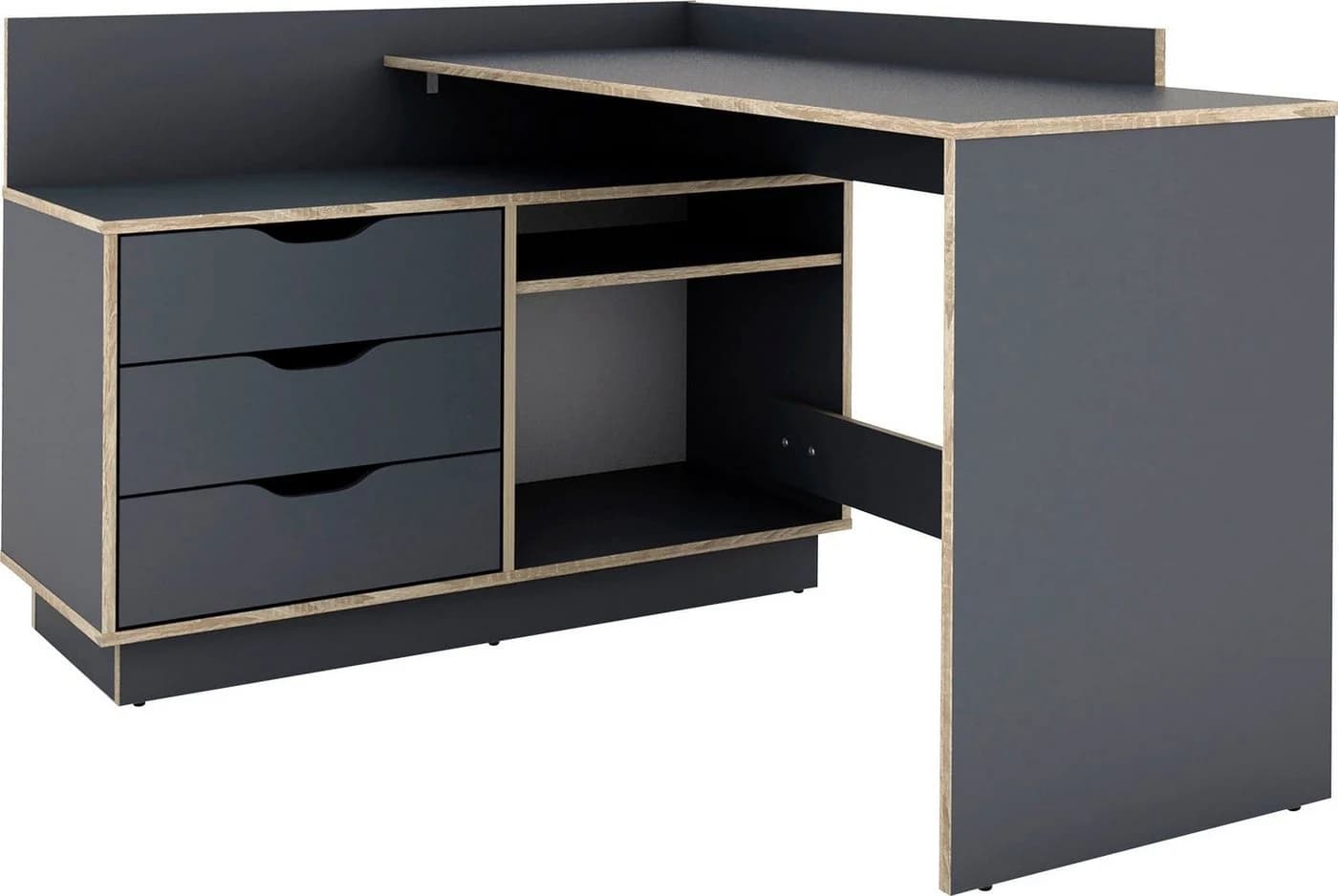 byLIVING Eckschreibtisch Bexley Grau mit Stauraum - Bild 2