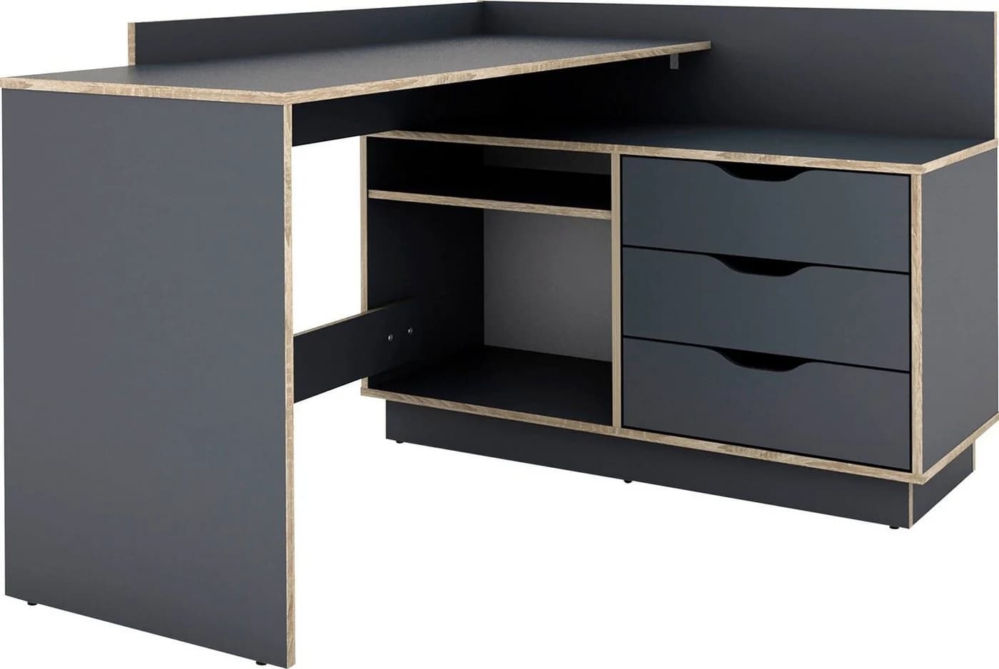 byLIVING Eckschreibtisch Bexley Grau mit Stauraum - Bild 4